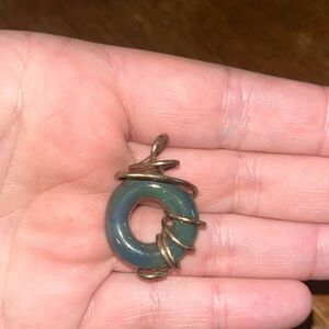 Glass Pendant Wrapped in Sterling Silver